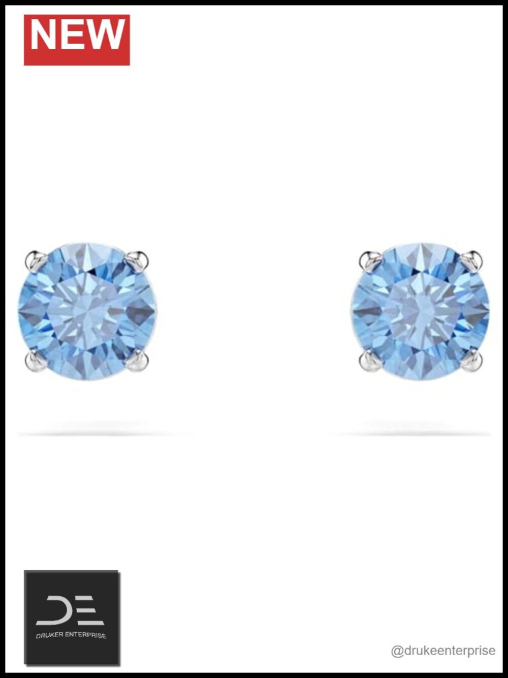 Swarovski Zirconia Stud Earrings Rhodium Finish Crystal Push Back